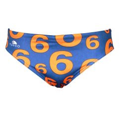 Men's Water Polo Swimsuit - Number 6 - Navy Blue-Orange