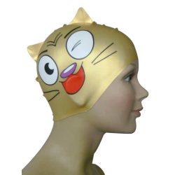 Silicone Swimming Cap - Cat - gold