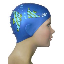 Silicone Swimming Cap - Fish - blue