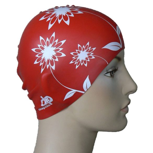 Silicone Swimming Cap - Flower red2