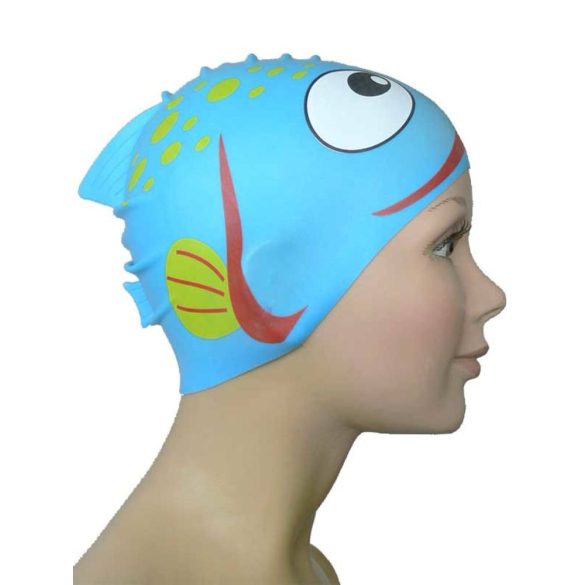 Silicone Swimming Cap - Fish - child - blue