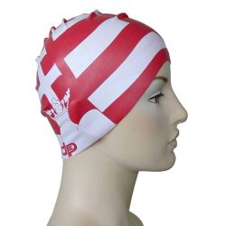Silicone Swimming Cap - HUN - red-white