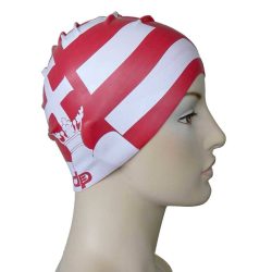 Silicone Swimming Cap - HUN - red-white