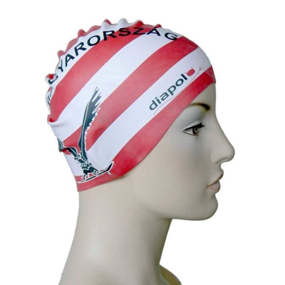 Silicone Swimming Cap - HUN bird - red-white