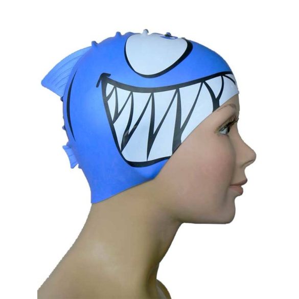 Silicone Swimming Cap - Shark - blue