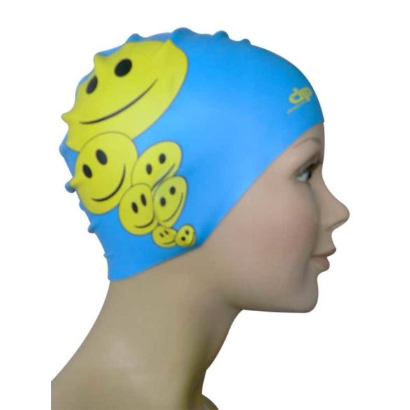 Silicone Swimming Cap - Smile - blue