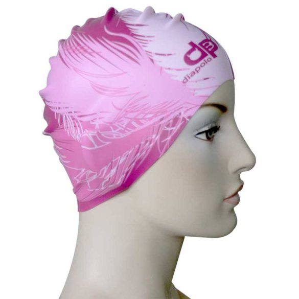 Silicone Swimming Cap - Pink - white