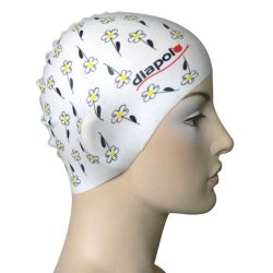 Silicone Swimming Cap - White flower