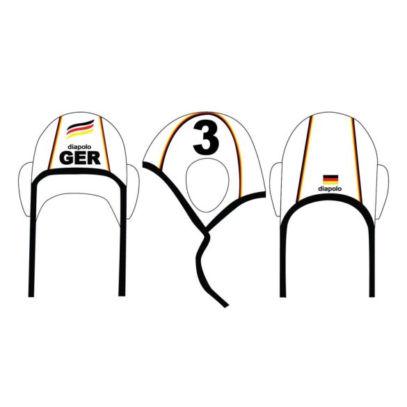 German National Water Polo Team - Water Polo Cap - White with Black Number