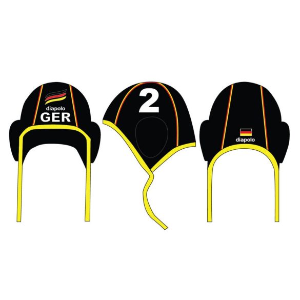 German National Water Polo Team - Water Polo Cap - Black with White Number