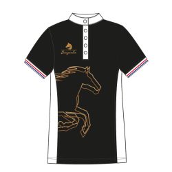 Damen Poloshirt-Avignon mit Pferd muster-schwarz/weiss
