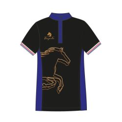 Damen Poloshirt-Avignon mit Pferd muster-schwarz/königsblau