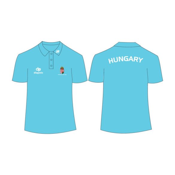 Herren Poloshirt-Ungarische Kayak-Kenu Auswahl-azurblau