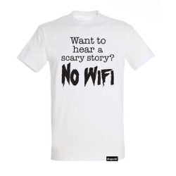 Men's T-Shirt-Scary Story No Wifi-White
