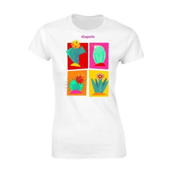 Damen T-Shirt-Cactus Montage