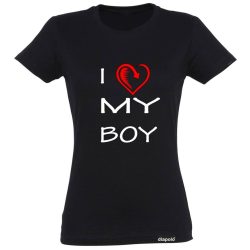 Women's T-Shirt - I Love My Boy - Black