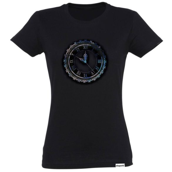 Damen T-Shirt-Clock-schwarz