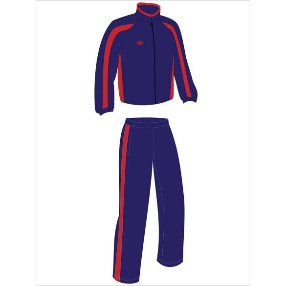 Trainingsanzug-frottier-navy blau/rot