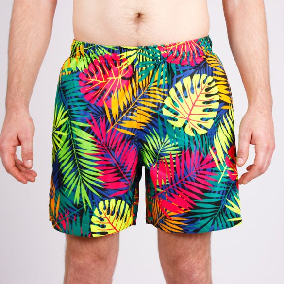 Men's beach short - Neon leaves 