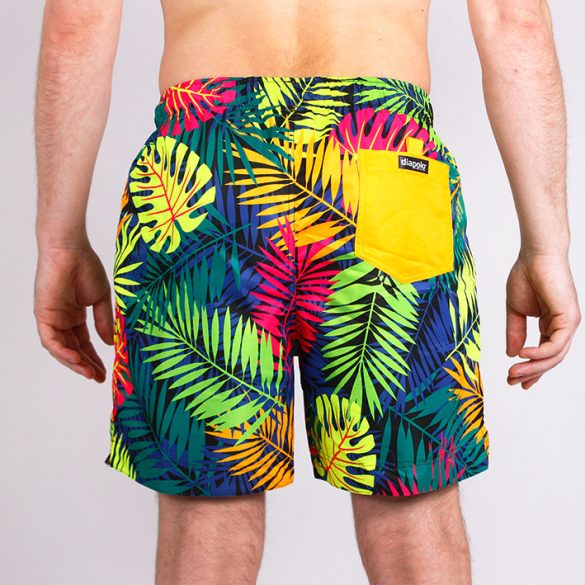 Men's beach short - Neon leaves 