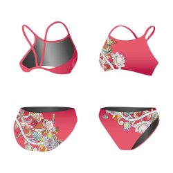 Bikini-Pink and flower mit dünnen Trägern