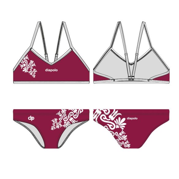 Bikini-Burgundy flower mit dünnen Trägern