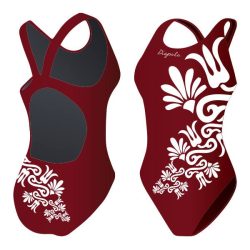 Girl's thick strap swimsuit - Burgundy Flower