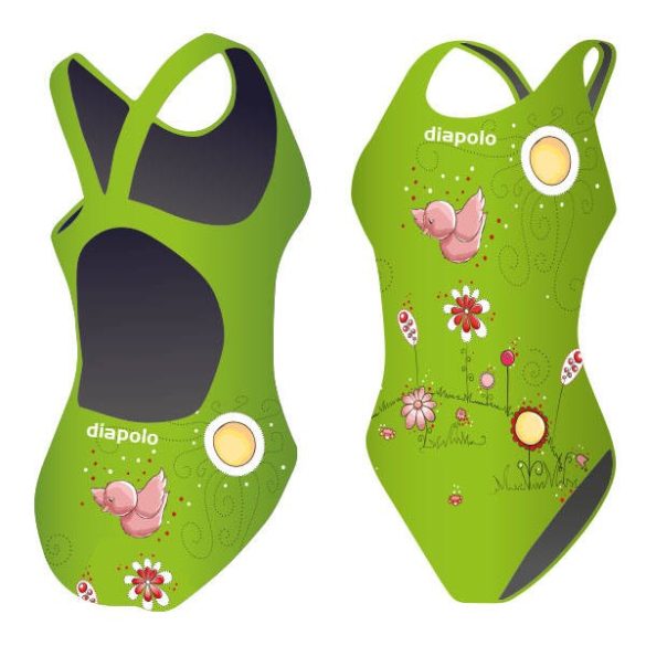 Mädchen Schwimmanzug-Birdie grün mit breiten Trägern