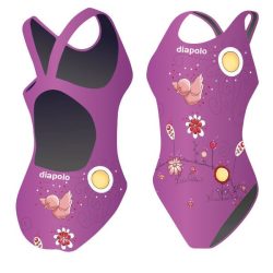 Mädchen Schwimmanzug-Birdie lila mit breiten Trägern