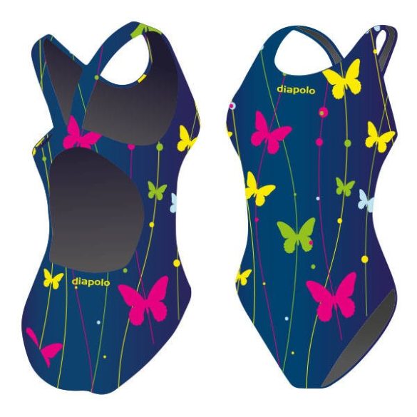 Girl's thick strap swimsuit - Butterfly - 2 - blue