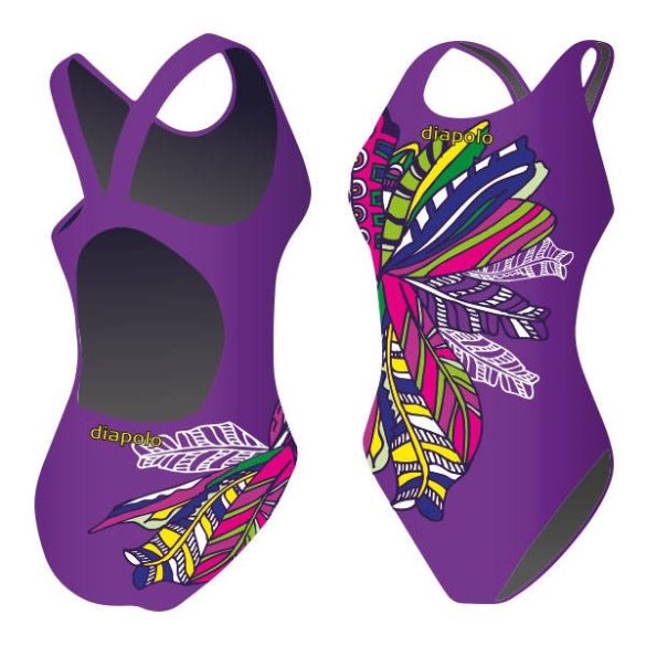 Mädchen Schwimmanzug-Feathery lila mit breiten Trägern