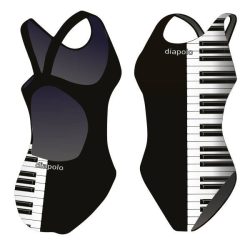 Mädchen Schwimmanzug-Piano 2 mit breiten Trägern