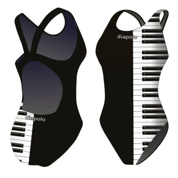 Girl's thick strap swimsuit - Piano - 2