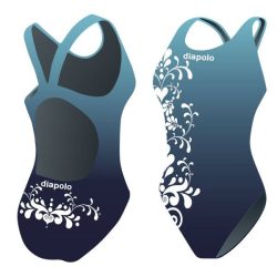 Mädchen Schwimmanzug-Flower weiss mit breiten Trägern