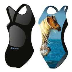 Mädchen Schwimmanzug-Horse 1 mit breiten Trägern