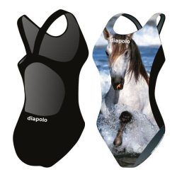 Mädchen Schwimmanzug-Horse 2 mit breiten Trägern