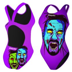 Girl's thick strap swimsuit - Halloween Zombie Face