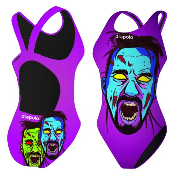 Girl's thick strap swimsuit - Halloween Zombie Face