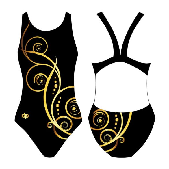 Mädchen Schwimmanzug-Floral Gold 1 mit breiten Trägern