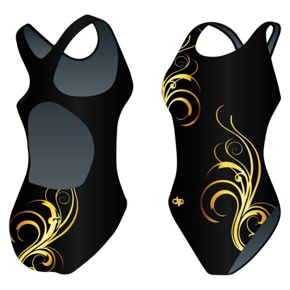 Mädchen Schwimmanzug-Floral Gold 2 mit breiten Trägern