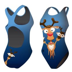 Mädchen Schwimmanzug-Reindeer blau mit breiten Trägern