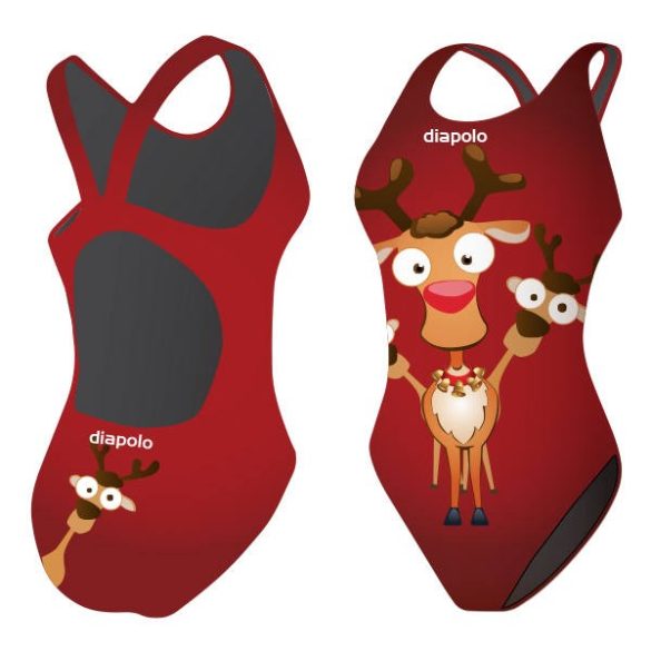 Mädchen Schwimmanzug-Reindeer rot mit breiten Trägern