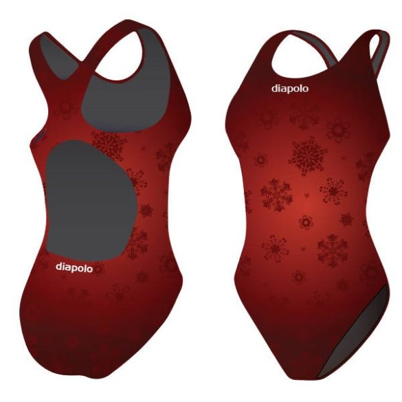 Mädchen Schwimmanzug-Snowflake rot mit breiten Trägern