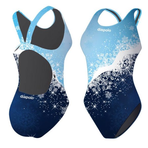 Mädchen Schwimmanzug-Snowflake blau mit breiten Trägern
