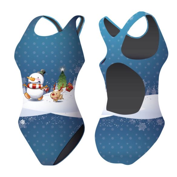 Mädchen Schwimmanzug-Snowman & Rudolph mit breiten Trägern