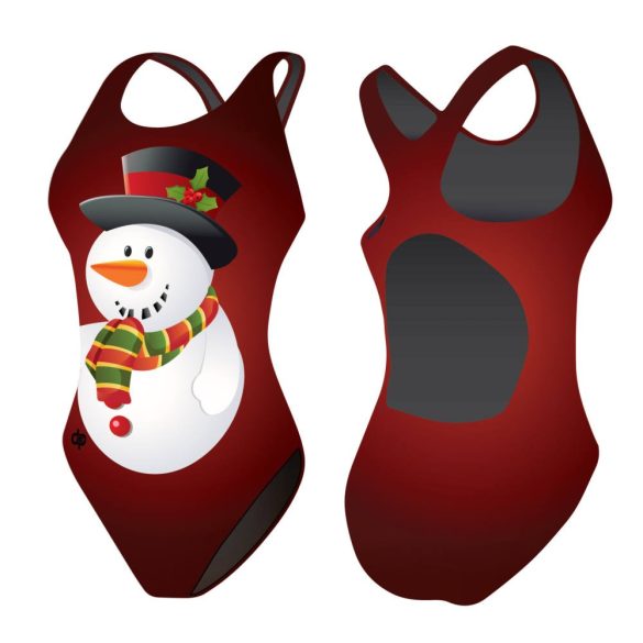 Girl's thick strap swimsuit - Snowman - red