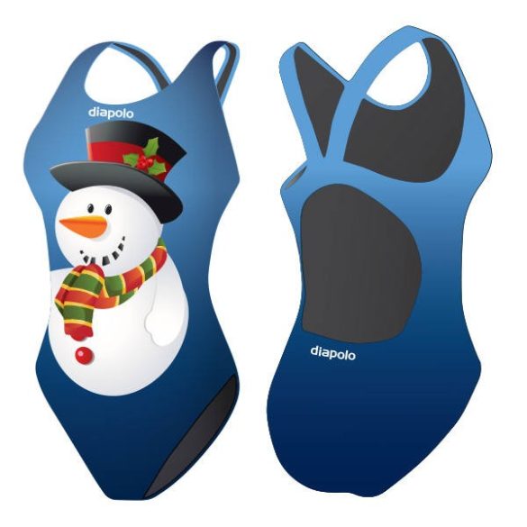 Mädchen Schwimmanzug-Snowman blau mit breiten Trägern