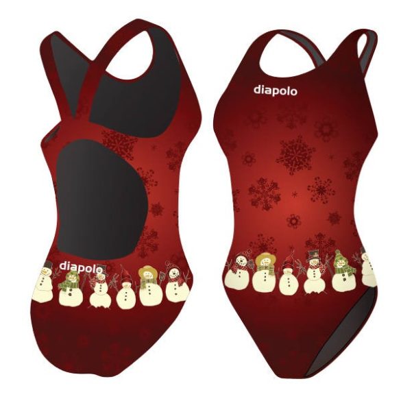 Girl's thick strap swimsuit - Snowmen - red