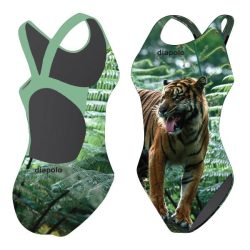 Girl's thick strap swimsuit - Tiger hunting