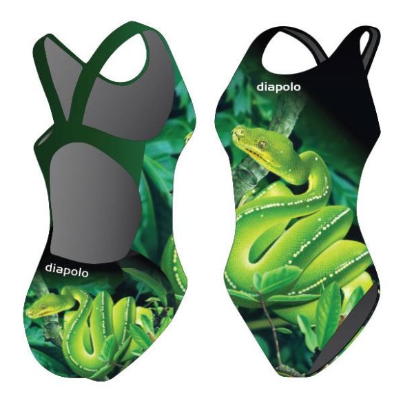 Girl's thick strap swimsuit - Green Snake